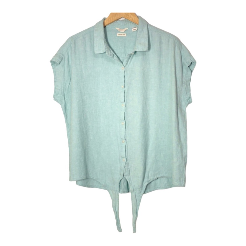 Weatherproof Washable Linen Tie Waist Shirt Womens XXL